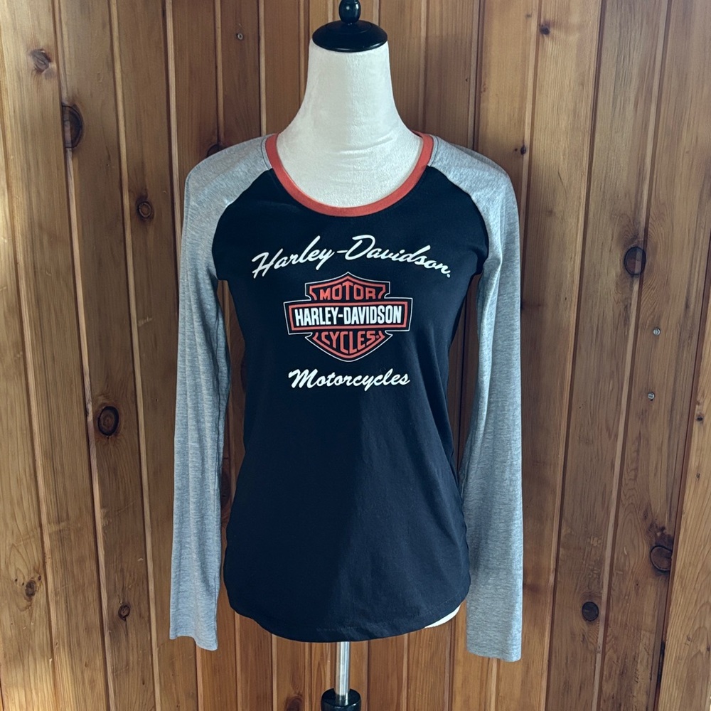 Harley-Davidson Black and Gray Raglan Tee